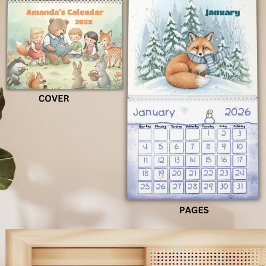 Calendário Woodland Forest Friends Personalized Kids 2026