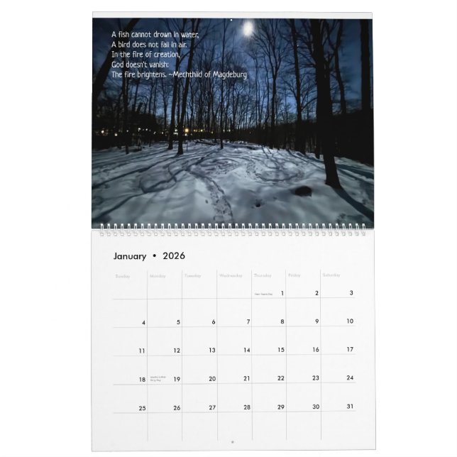 Calendário Woods Walking 2026 Calendar (Jan 2026)