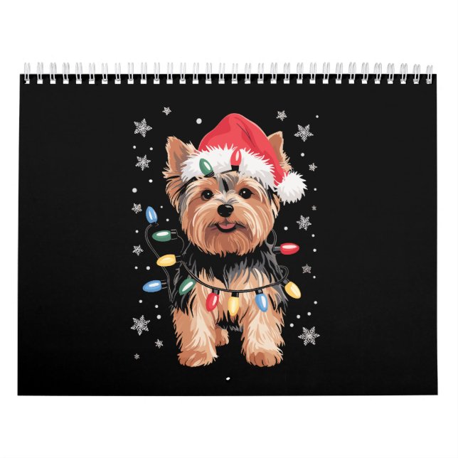 Calendário Yorkie Natal Cachorro Longo Presente de Natal (Capa)