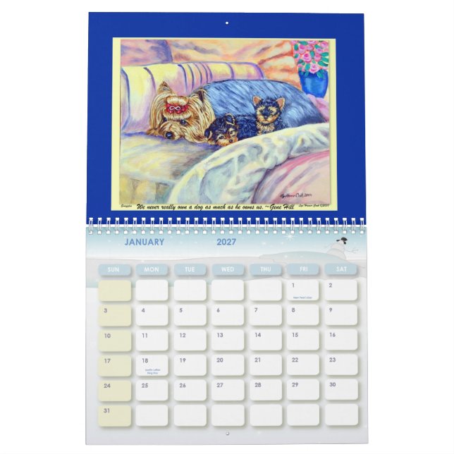 Calendário  Yorkshire Terrier (Jan 2027)