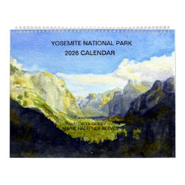 CALENDÁRIO YOSEMITE NATIONAL PARK 2026 WATERCOLOR CALENDAR