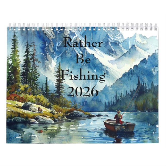 Calendários de Parede de Aquarela Rather Be Fishin (Capa)