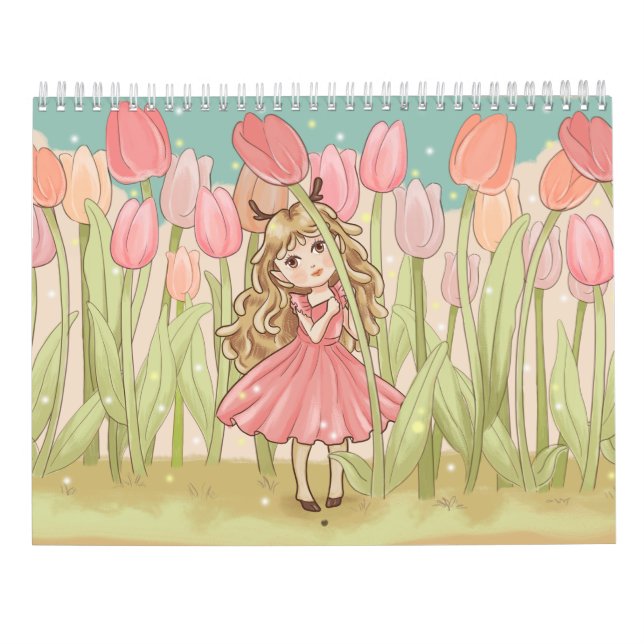 Calendários para garotas de chibi de Kawaii (Verso)