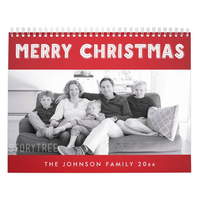 Calendários Personalizados de Natal Feliz Vermelho (Capa)