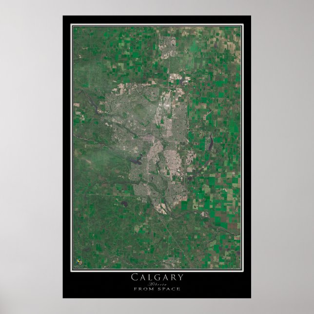 Calgary Alberta Satellite Poster Map (Frente)