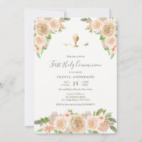 Calice de rosas cor-de-rosa Primeiro Convite Comun