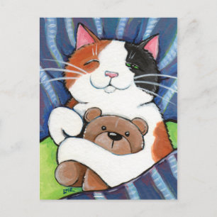 Calico Cat e Teddy Bear Cartão postal para arte