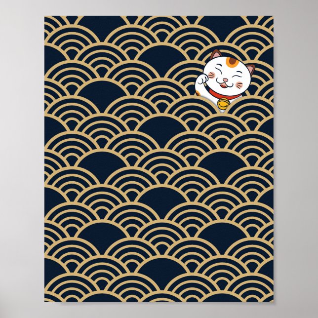 Calico Cat japonês | Maneki Neko Poster (Frente)