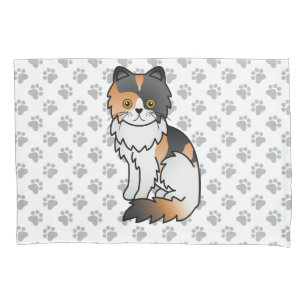 Calico Persa - Cartoon Cat & Paws