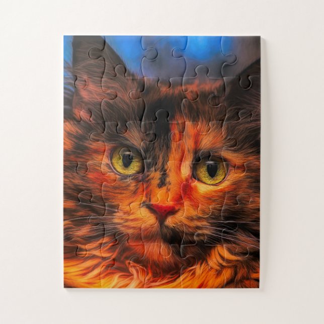 CALICO TORTIE CAT JIGSAW QUEBRA-CABEÇA (Vertical)