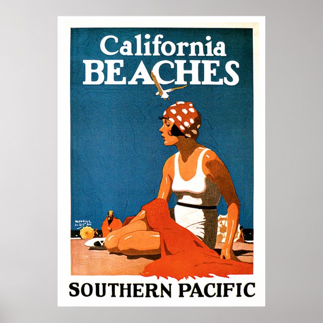 California Beaches Posters Viagens vintage (Frente)