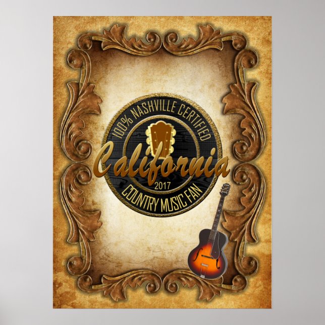 California Country Music Fan Wall Poster (Frente)