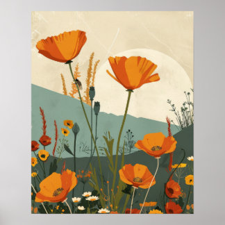 California Poppies Original Abstrato Art Poster