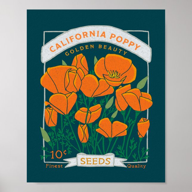 California Poppy Poster (fundo escuro) (Frente)