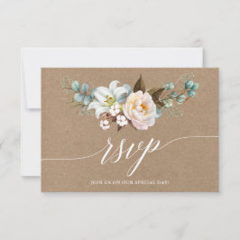 Caligrafia Botânica Casamento Floral Kraft RSVP
