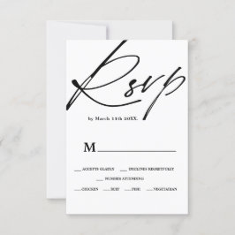 Caligrafia branca negra Chic - casamento Rsvp