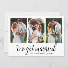 Caligrafia Casamos 3 Cartões com fotos