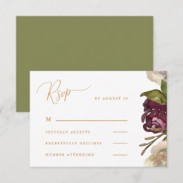 Caligrafia Chic com Casamento Verde Floral Rsvp