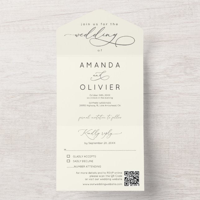 Caligrafia Chic Elegante de Casamento Moderno Amar (Interno)