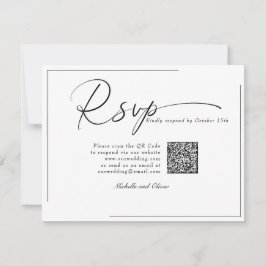 Caligrafia Clássico Casamento Moderno QR Code RSVP