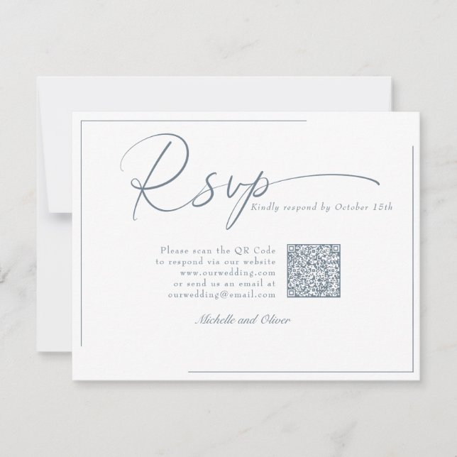 Caligrafia Clássico Moderno Casamento QR Code RSVP (Frente)