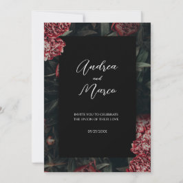 Caligrafia Convite para Casamento Gótico Floral