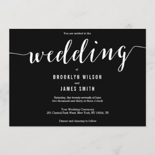 Caligrafia Convites para Casamento Negro