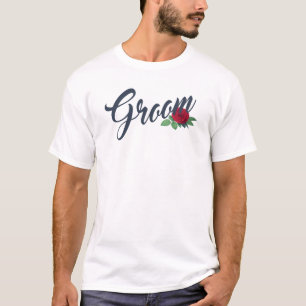 Caligrafia de Casamento Floral Simples  T-Shirt