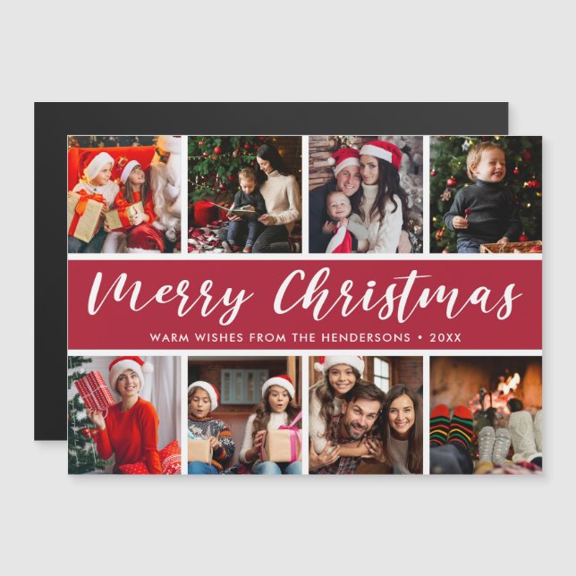 Caligrafia de Colagem de Fotos de Natal Feliz (Frente/Verso)