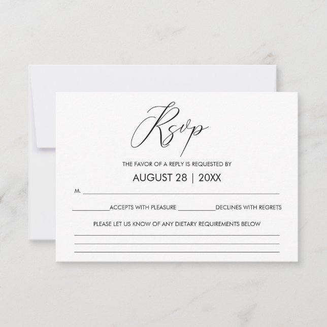 Caligrafia de Letra Manual para Casamento RSVP (Frente)