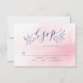 Caligrafia de marinho Blush RSVP de casamento flor
