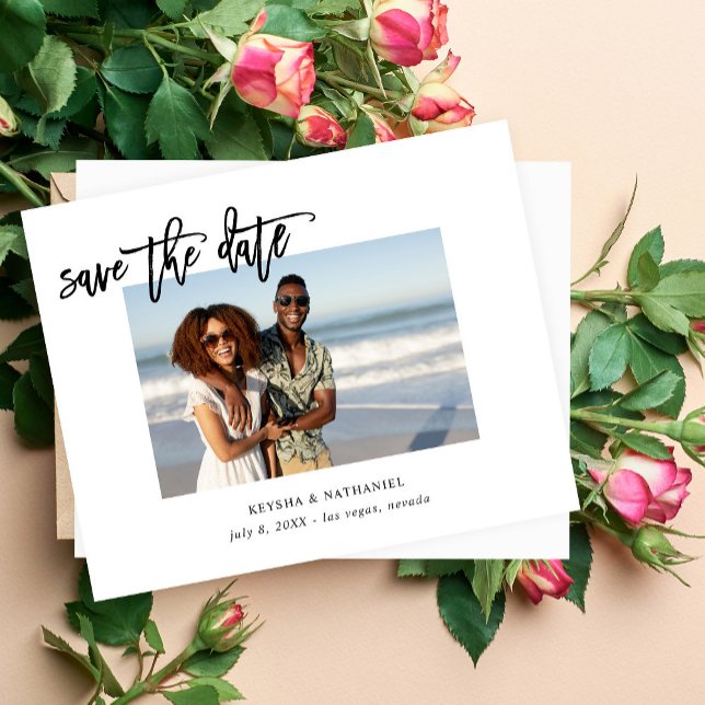 Caligrafia de Orçamento Uno Foto Salvar Data (Criador carregado)