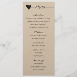 Caligrafia do Menu de Casamento Rustic kraft