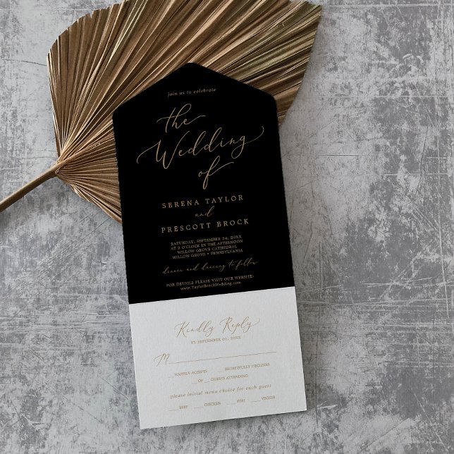 Caligrafia Dourada Delicada | Casamento Negro (Criador carregado)