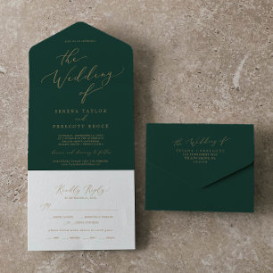Caligrafia Dourada Delicada Casamento Verde