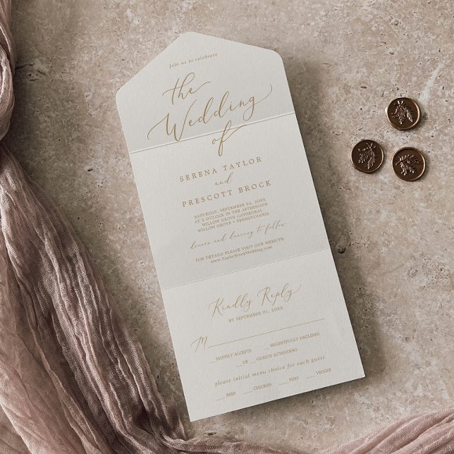 Caligrafia Dourada Delicada | Cream Wedding (Criador carregado)