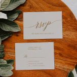 Caligrafia Dourada elegante | Cartão RSVP Simples<br><div class="desc">Esta elegante carta simples RSVP de marfim de caligrafia em ouro é perfeita para um casamento simples. A design neutra apresenta uma carta minimalista decorada com a tipografia falsa de ouro romântica e caprichosa. Nota: Este design não apresenta folha de ouro real. É um gráfico de alta qualidade feito para...</div>