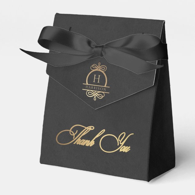 Caligrafia Dourada Elegante Obrigado Caixa de Favo (Frente)