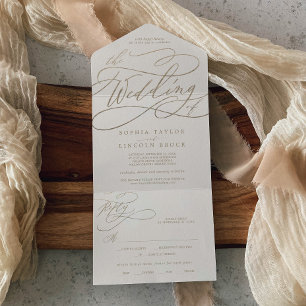 Caligrafia Dourada romântica Ivory O Casamento D