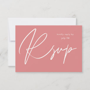 Caligrafia Dusty Pink MOD w Placa RSVP de Refeiçõe