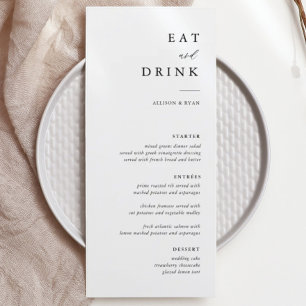 Caligrafia elegante Coma e Beba Menus de Casamento