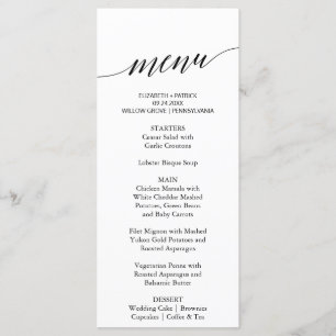 Caligrafia Elegante   Placa do menu Janto Floral B