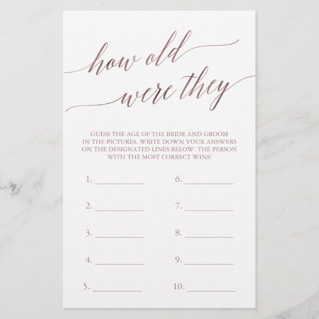 Caligrafia Elegante Rosa Dourada Quantos Anos Tinh (Frente)