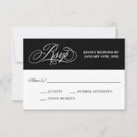 Caligrafia Elegante sobre Casamento Negro RSVP