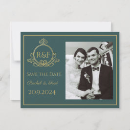 Caligrafia Elegante Verde do Ouro Salva a Data