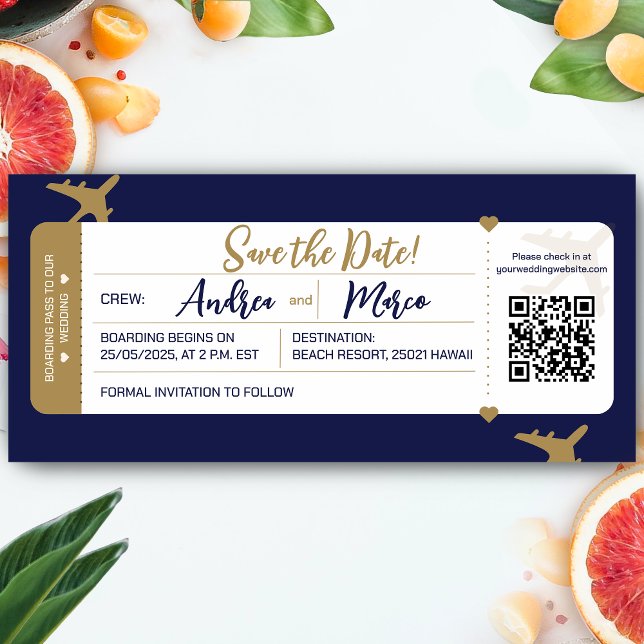 Caligrafia Embarque Casamento Salve Data (Boarding Pass Wedding Save The Date)