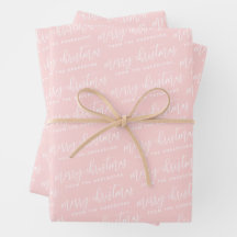 Caligrafia Família Feliz de Natal Pastel Rosa