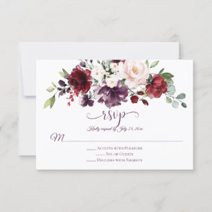Caligrafia floral verde branca roxa vermelha RSVP