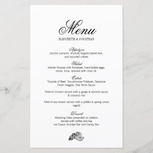Caligrafia & menu do casamento do vinho