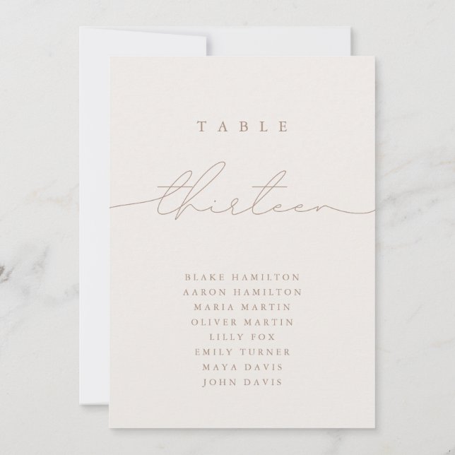 Caligrafia minimalista Número da Tabela de marfim (Verso)